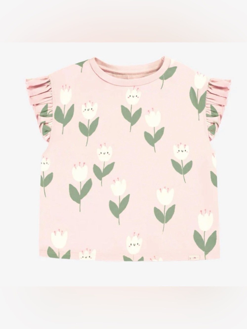 Girls' Pink Tulip Ruffle Sleeve Tee